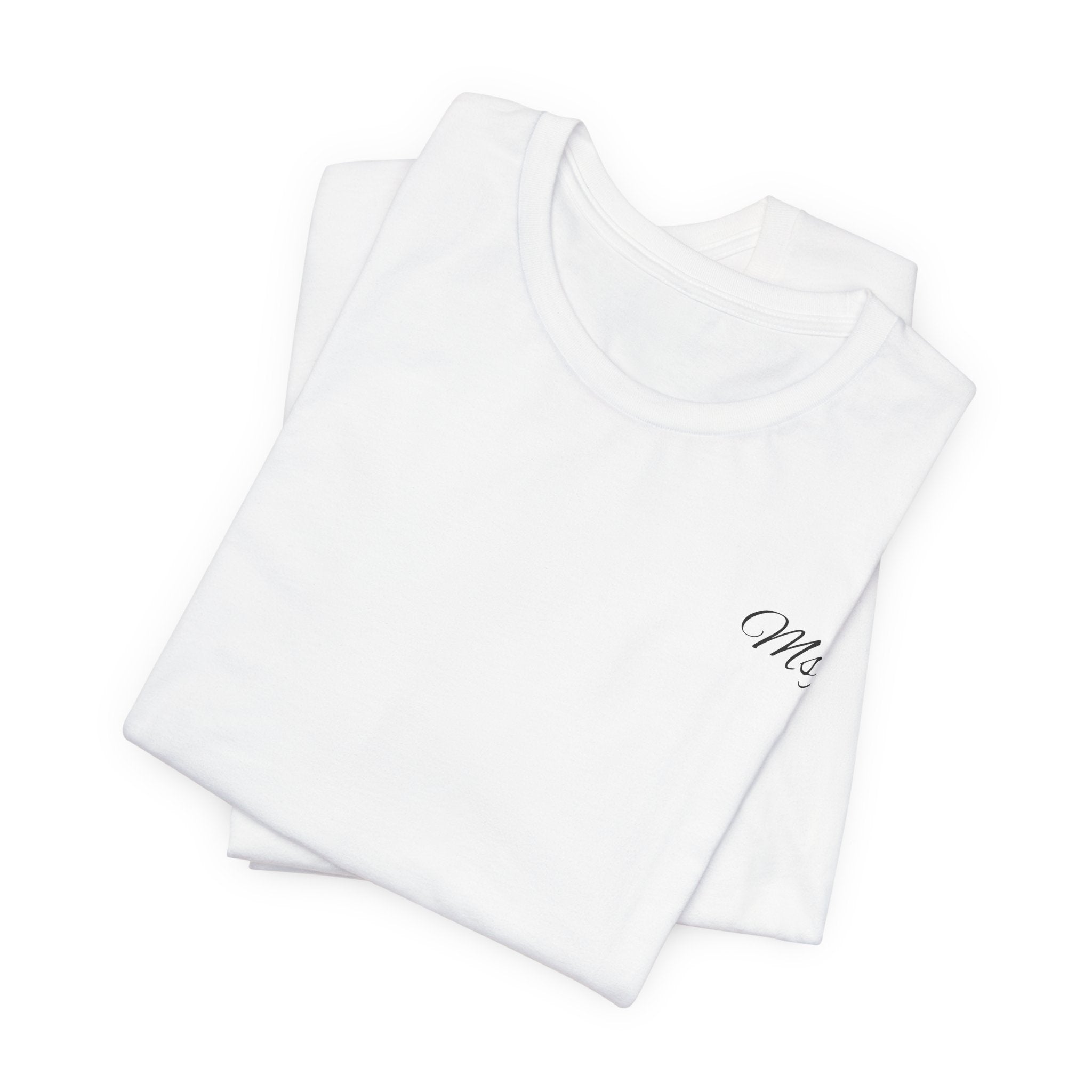 Minimal "Mrs." Script Tee — Bridal Shower & Newlywed White T‑Shirt