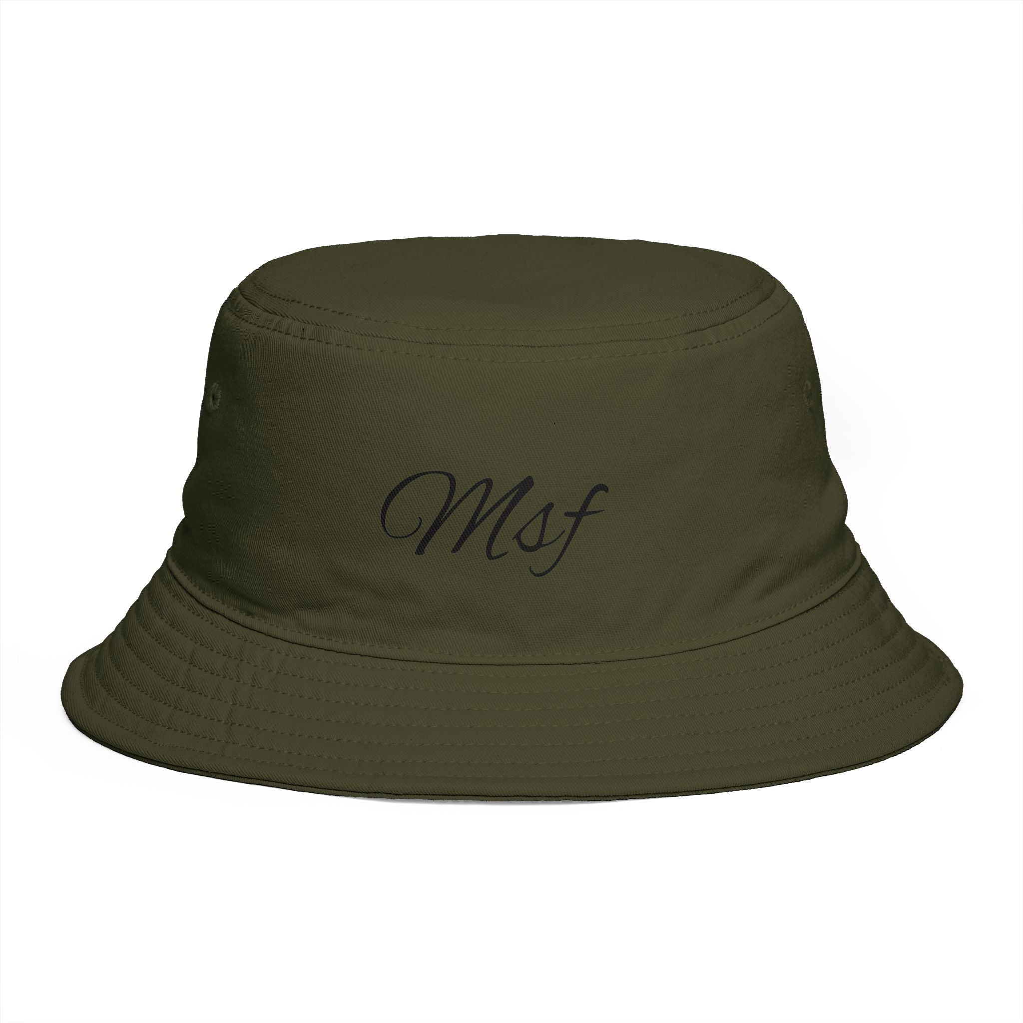 MF Script Embroidered Bucket Hat — Monogram Fashion Cap