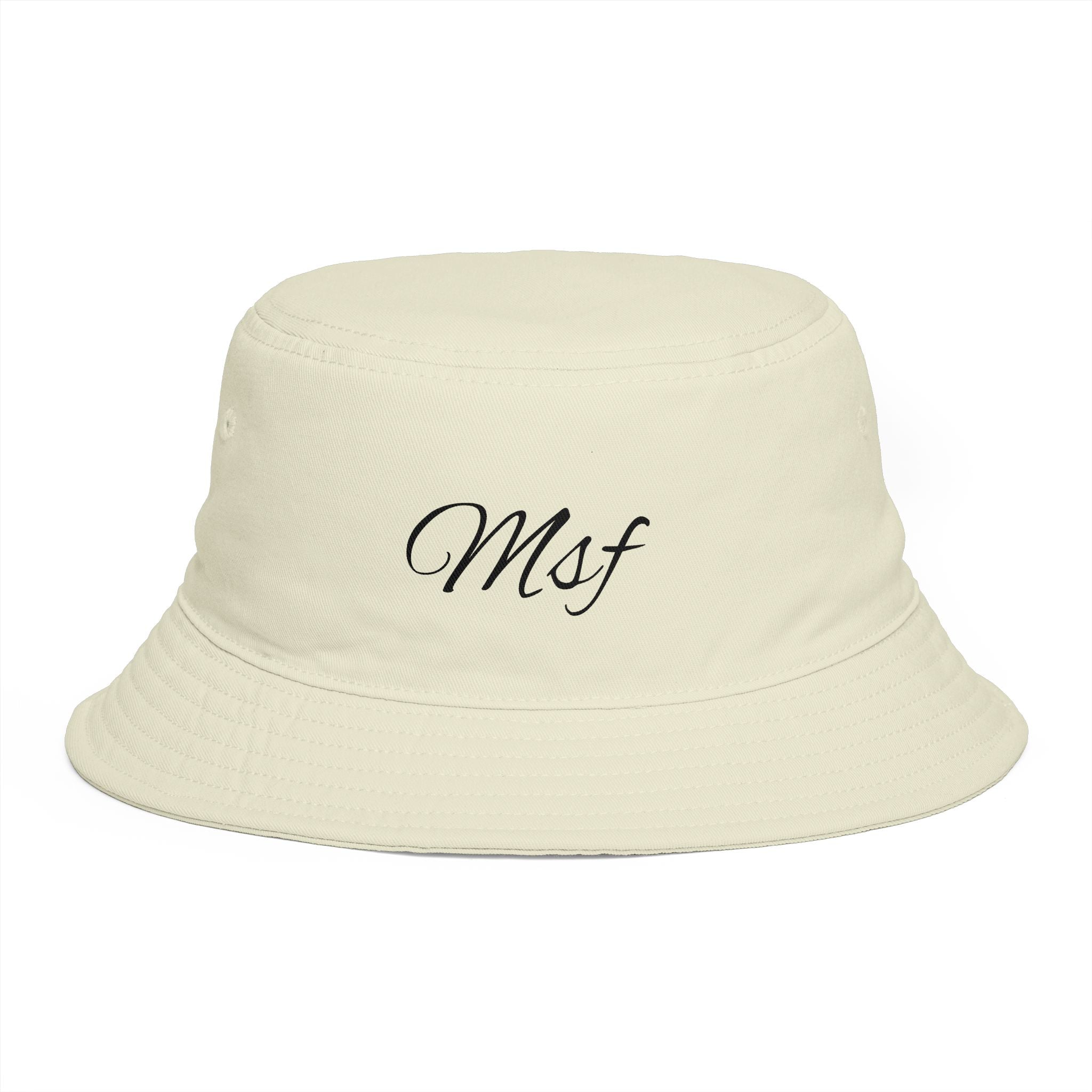 MF Script Embroidered Bucket Hat — Monogram Fashion Cap