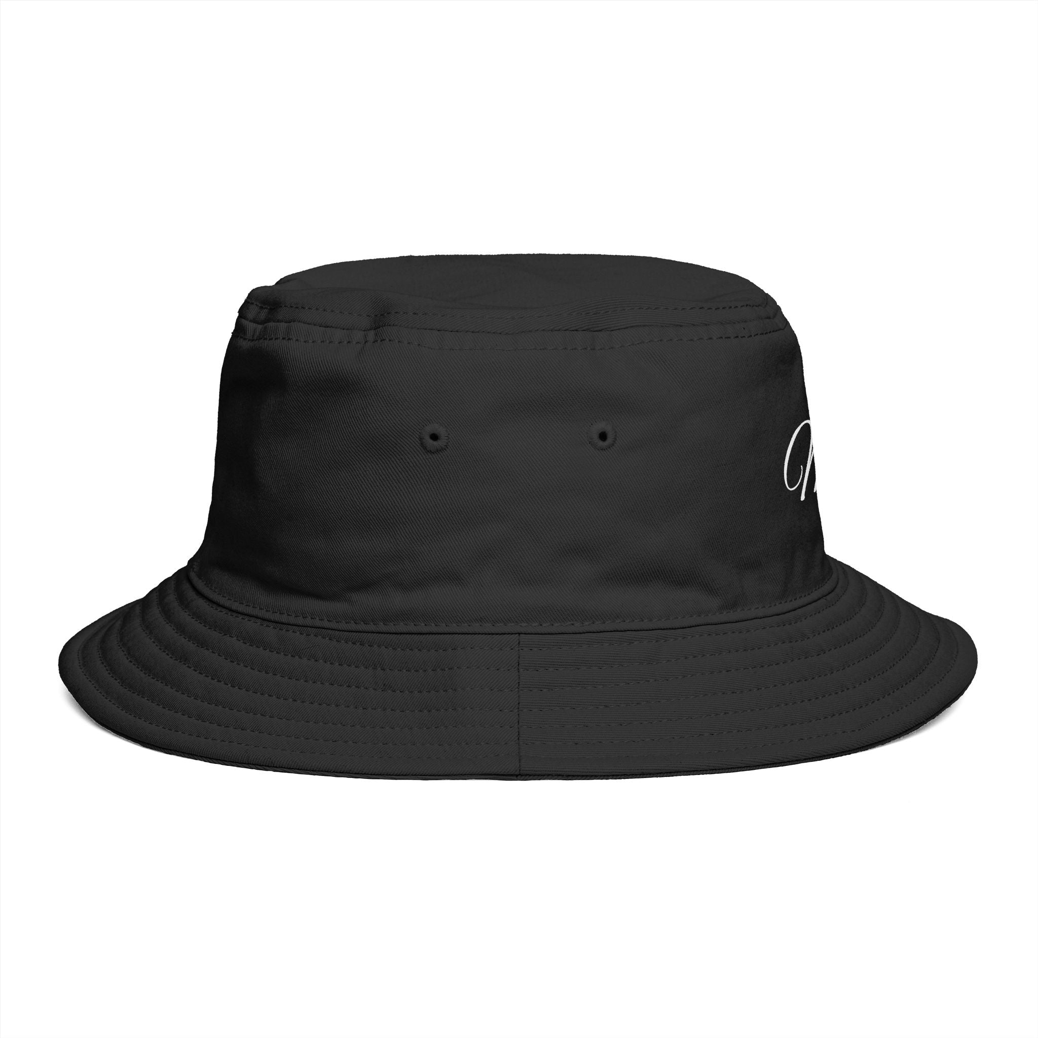 MF Script Embroidered Bucket Hat — Monogram Fashion Cap