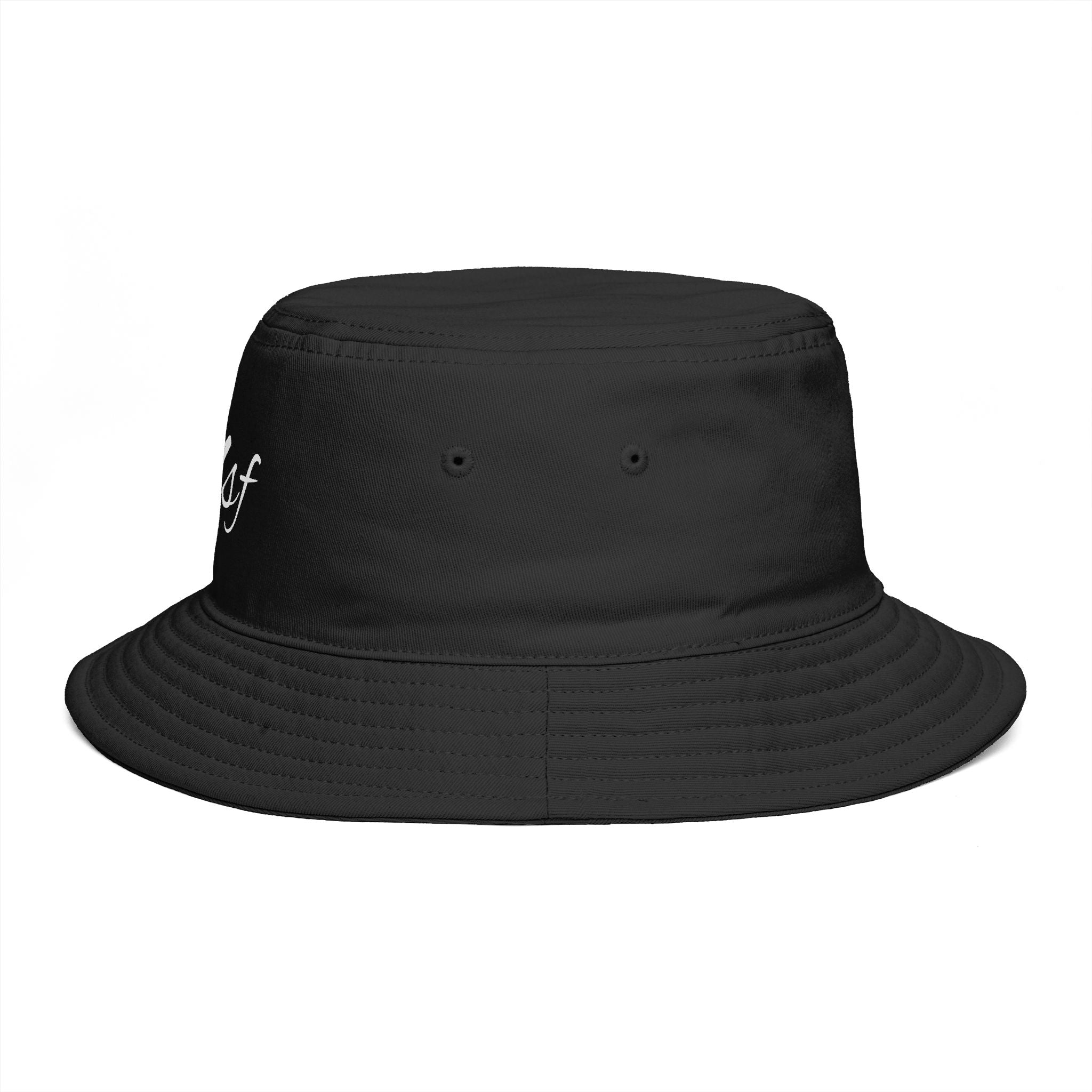 MF Script Embroidered Bucket Hat — Monogram Fashion Cap